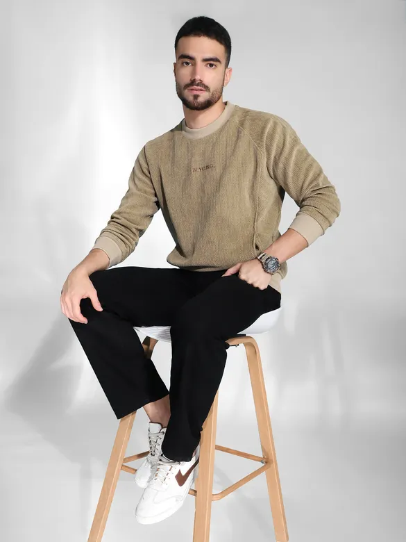 Dusty Beige Cut and Sew Sweatshirt
