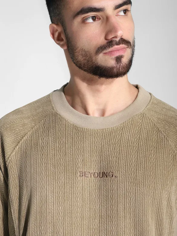 Dusty Beige Cut and Sew Sweatshirt