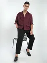 French Wine Jacquard Cuban Shirt