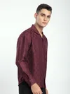 French Wine Jacquard Cuban Shirt