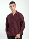 French Wine Jacquard Cuban Shirt