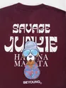 French Wine Savage Junkie Embroidered Patch Oversized T-Shirt