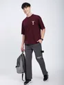 French Wine Savage Junkie Embroidered Patch Oversized T-Shirt