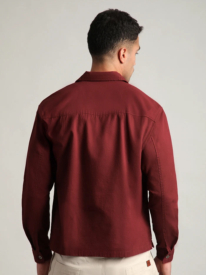 French Wine Solid Multipocket Shacket