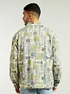 Green and Beige Cotton Abstract Shacket