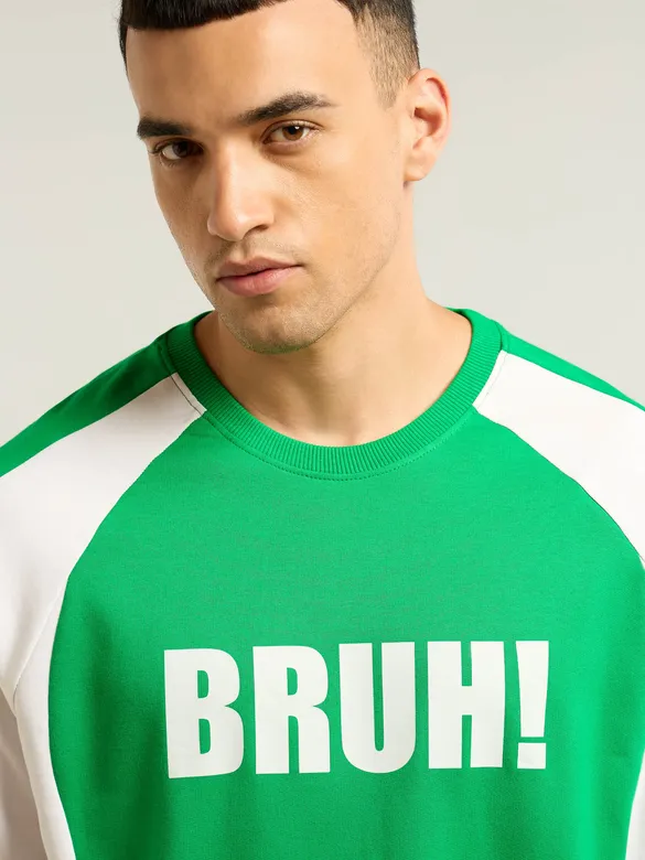 Green Raglan Sleeves Oversized T-Shirt