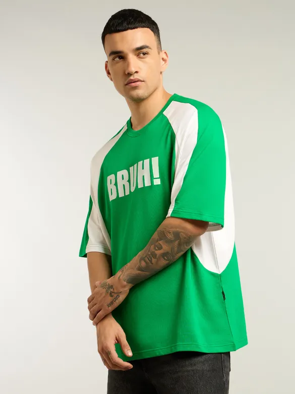 Green Raglan Sleeves Oversized T-Shirt