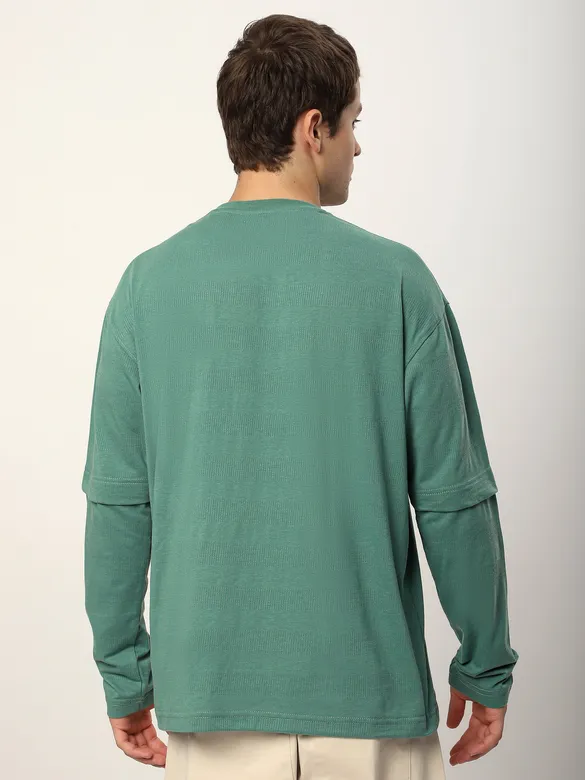Green Sheen Dual Sleeve Oversized T-Shirt