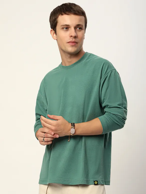 Green Sheen Dual Sleeve Oversized T-Shirt