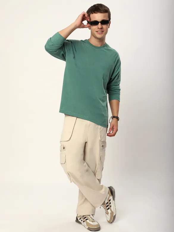 Green Sheen Dual Sleeve Oversized T-Shirt