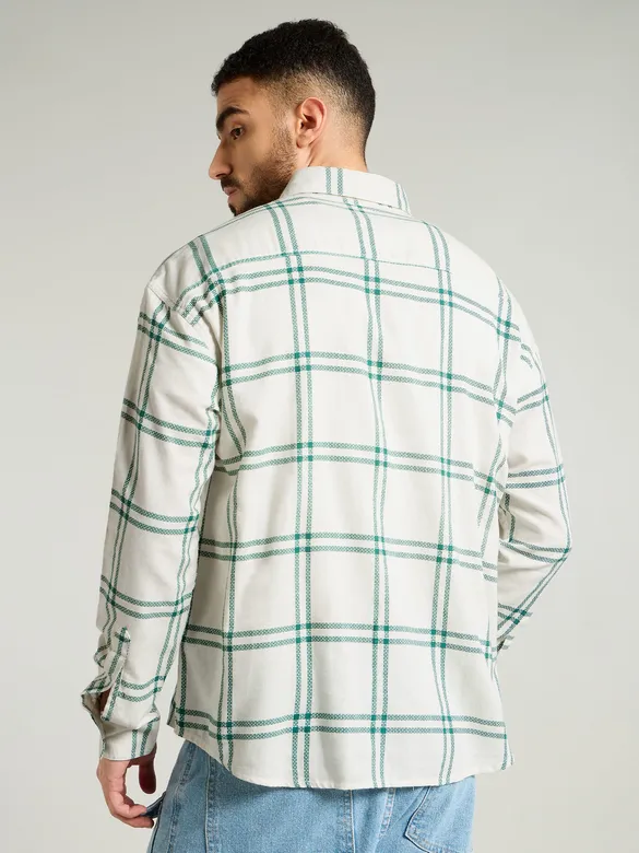 Green Window Checks Shirt For Men