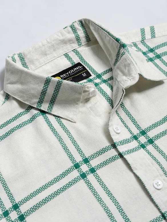 Green Window Checks Shirt For Men