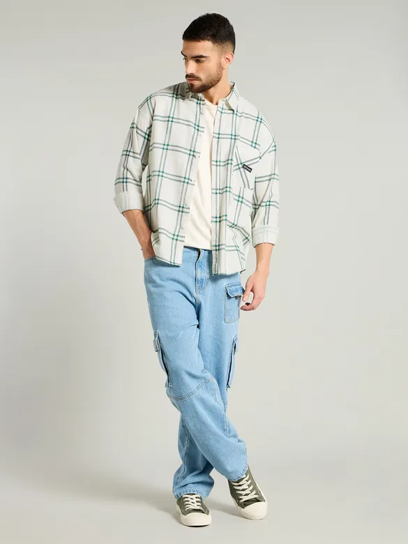 Green Window Checks Shirt For Men