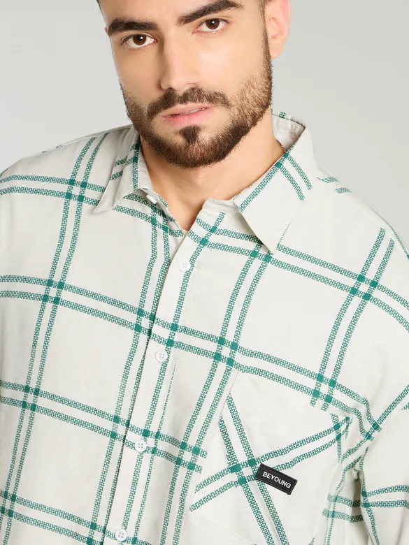 Green Window Checks Shirt For Men