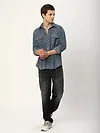 Grey Abstract Structured Corduroy Shirt