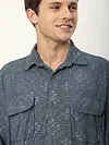 Grey Abstract Structured Corduroy Shirt