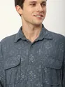 Grey Abstract Structured Corduroy Shirt