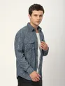 Grey Abstract Structured Corduroy Shirt