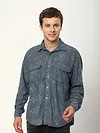 Grey Abstract Structured Corduroy Shirt