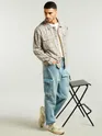 Grey and Beige Abstract Print Shacket