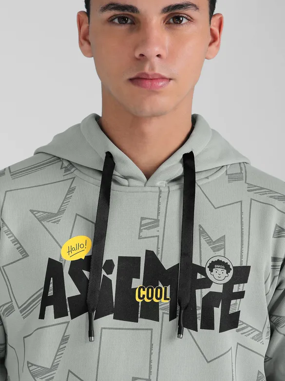 Grey Comic Printed Hoodie