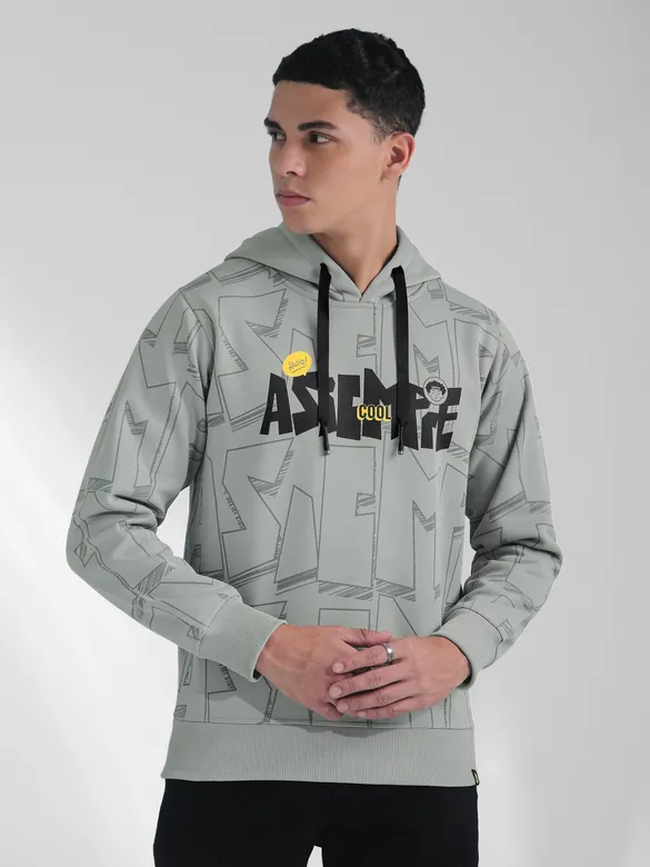 Grey Comic Printed Hoodie