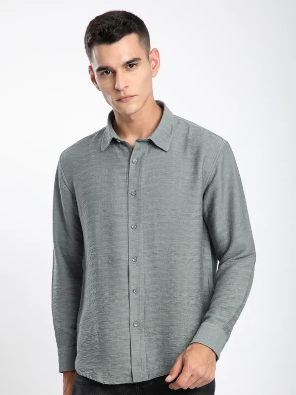 Grey Crinkled Shirt