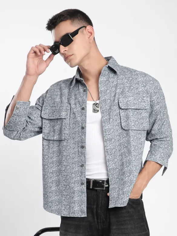 Grey Dye Effect Overshirt
