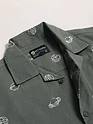 Grey Galaxy Embroidered Half Sleeve Shirt