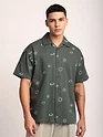 Grey Galaxy Embroidered Half Sleeve Shirt