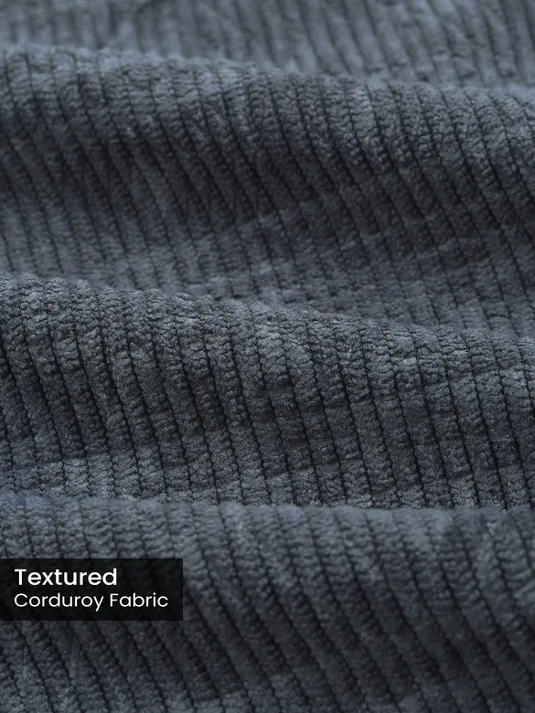 Grey Geometric Textured Corduroy Shirt