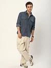 Grey Geometric Textured Corduroy Shirt
