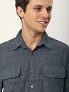Grey Geometric Textured Corduroy Shirt