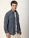 Grey Geometric Textured Corduroy Shirt