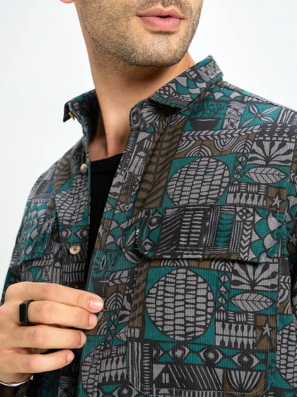Grey Printed Shirt for Men