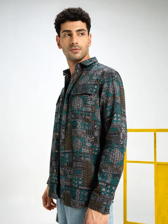 Grey Printed Shirt for Men
