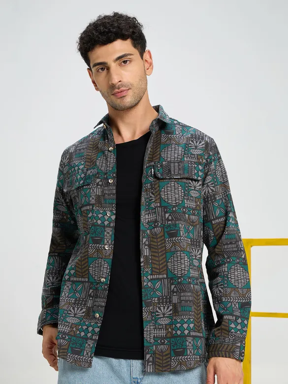 Grey Printed Shirt for Men