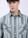 Grey Striped Shacket