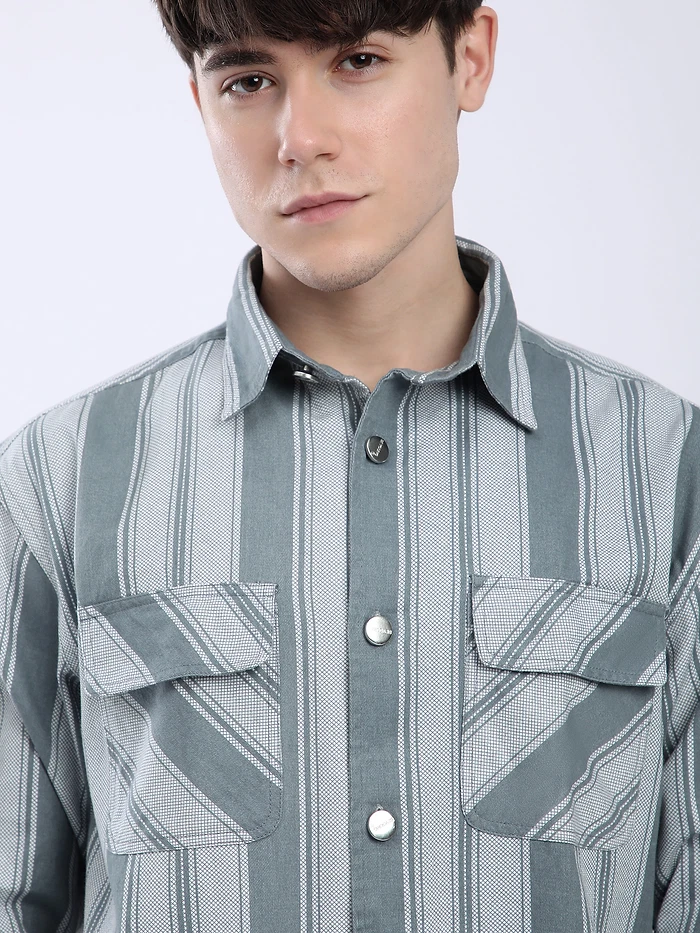 Grey Striped Shacket