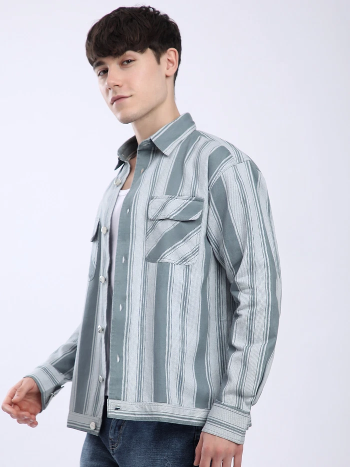 Grey Striped Shacket