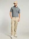 Grey Textured Zipper Polo T-shirt