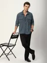 Grey Tribal Textured Corduroy Shirt