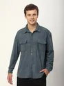 Grey Tribal Textured Corduroy Shirt