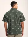 Greyish Green Geometric Embroidered Half Sleeve Shirt