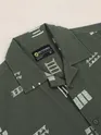 Greyish Green Geometric Embroidered Half Sleeve Shirt