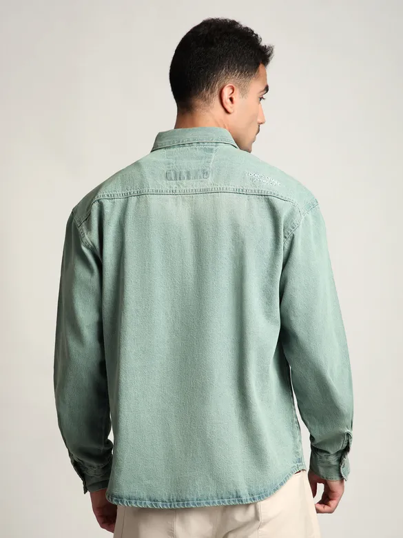 Ice Blue Vintage Wash Denim Shirt