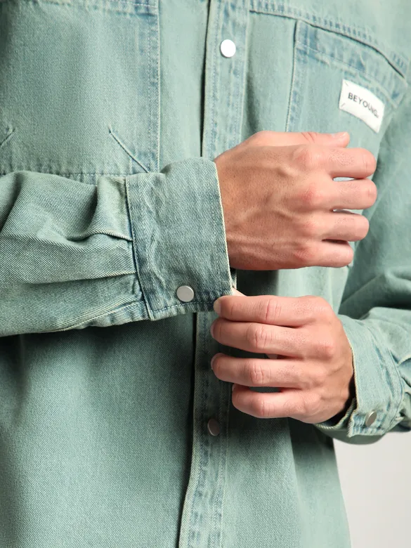 Ice Blue Vintage Wash Denim Shirt