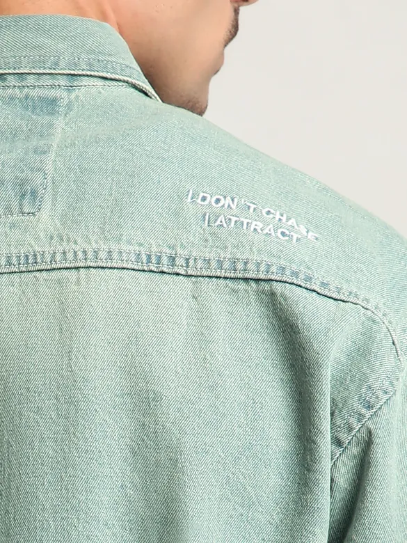 Ice Blue Vintage Wash Denim Shirt