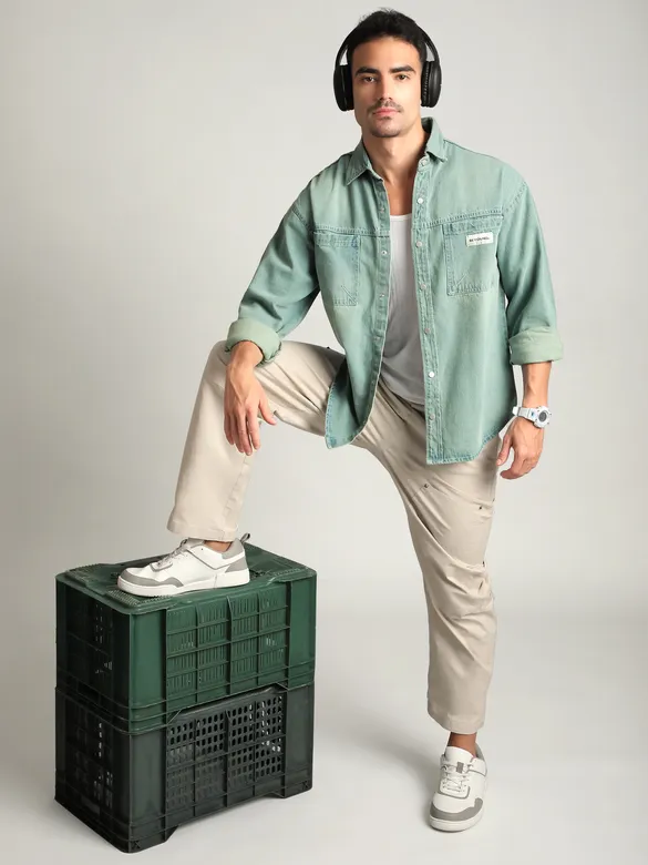 Ice Blue Vintage Wash Denim Shirt