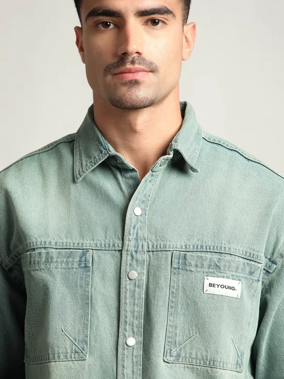 Ice Blue Vintage Wash Denim Shirt